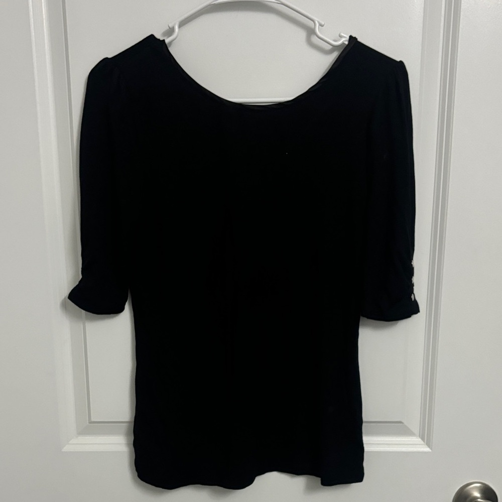 Carmen Marc Valvo Black Long Sleeve Top